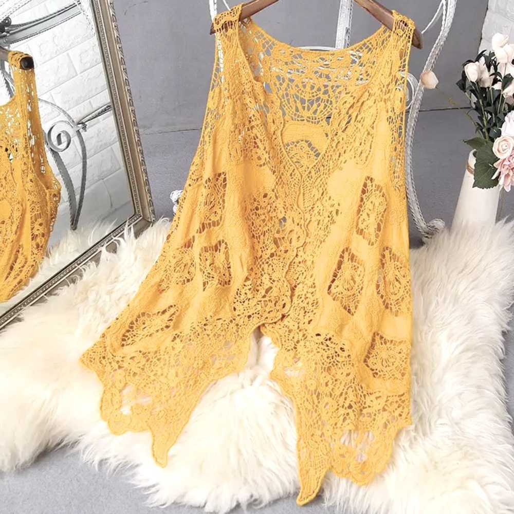 Crochet Boho Summer Vest In Sunburst